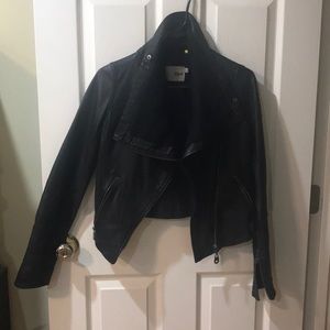 Doma black draped leather jacket